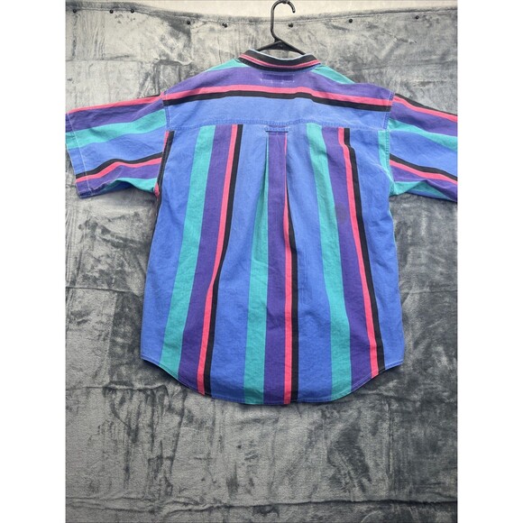 Introspect Shirt Mens L Button Up Multicolor Wide Stripe Academia Preppy - Picture 10 of 12